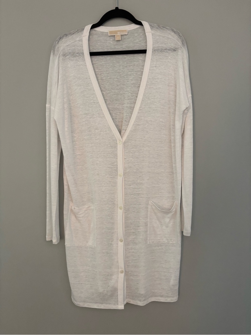 Michael Kors white linen long button-front cardigan or duster $85 - Medium